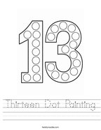 Thirteen Dot Painting Handwriting Sheet