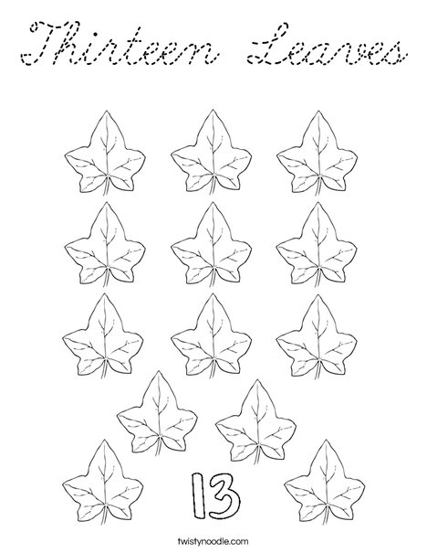 Thirteen Leaves Coloring Page