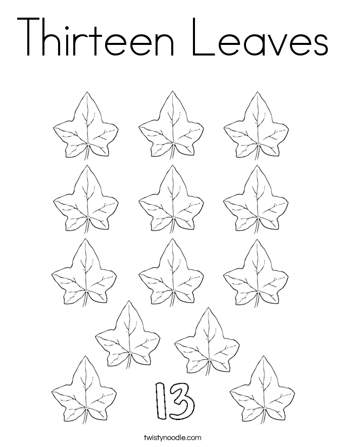 Thirteen Leaves Coloring Page