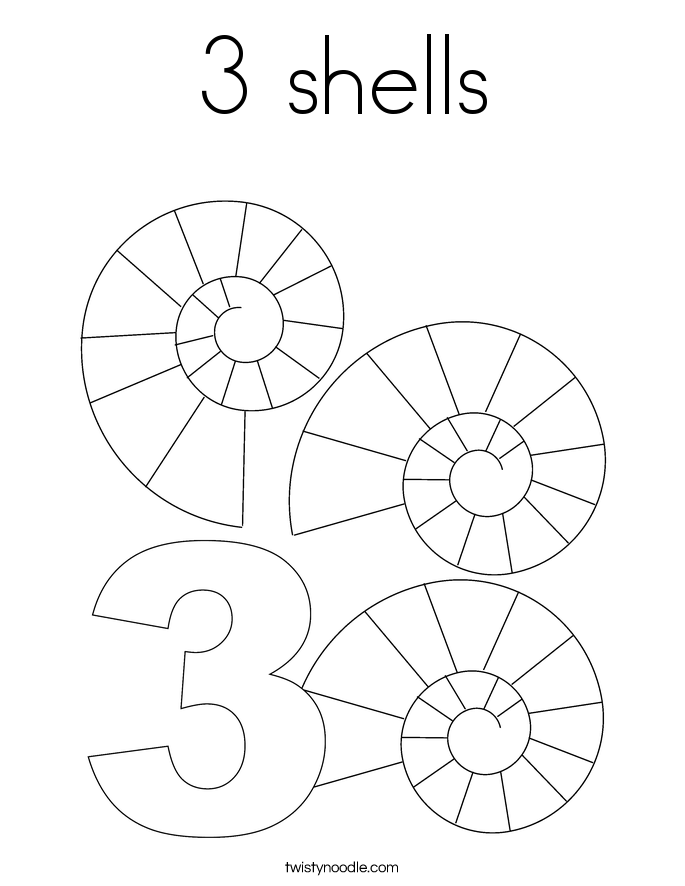 3 shells Coloring Page