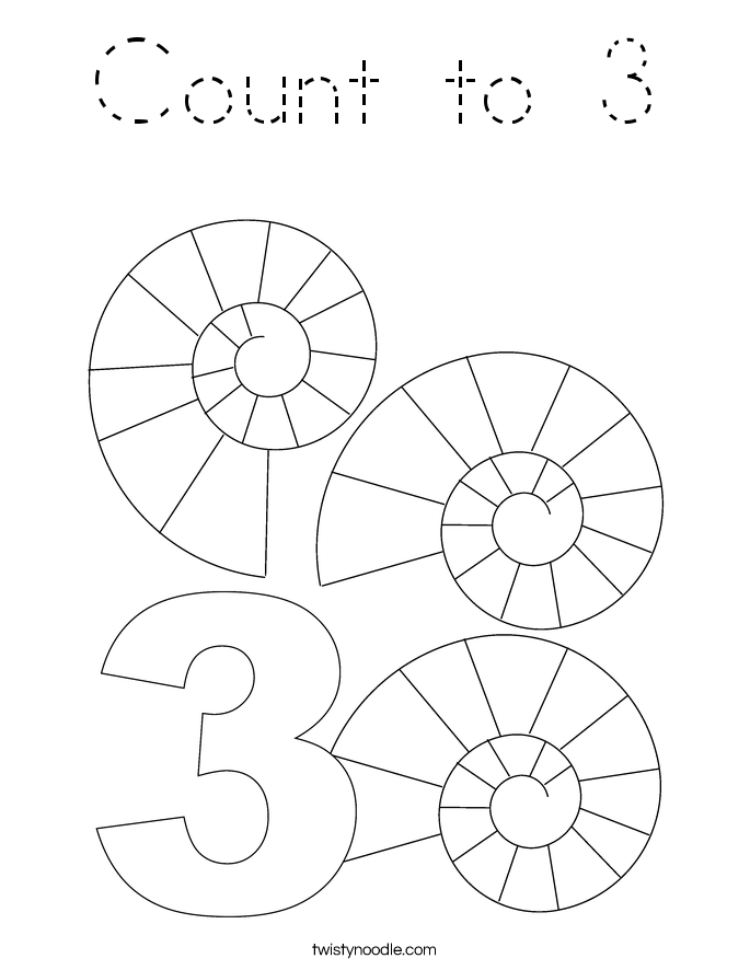 Count to 3 Coloring Page