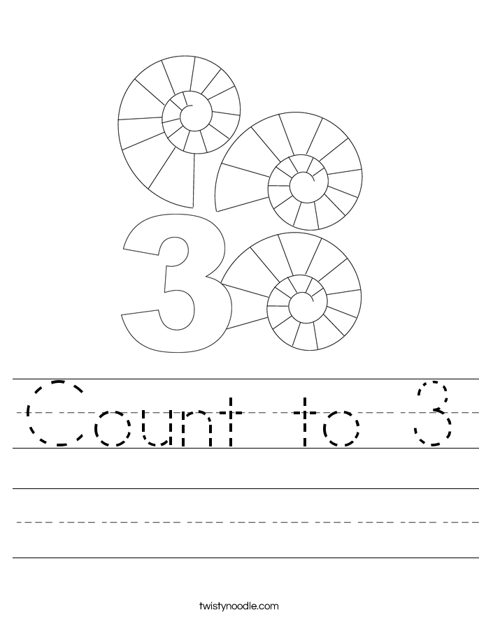 Count to 3 Worksheet - Twisty Noodle