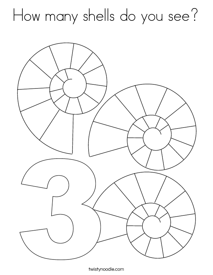 How many shells do you see? Coloring Page