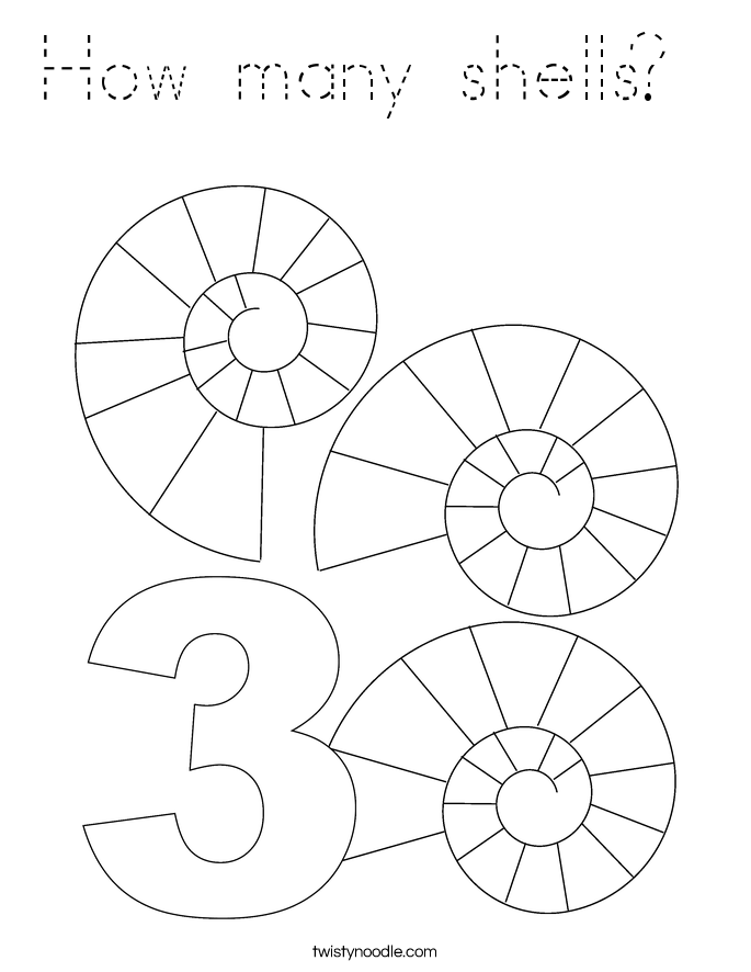 How many shells?  Coloring Page