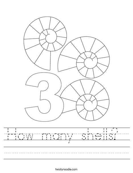 How many shells Worksheet - Twisty Noodle