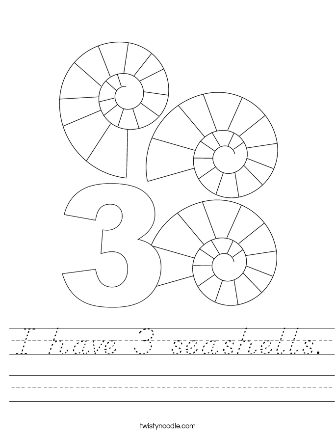 I have 3 seashells. Worksheet