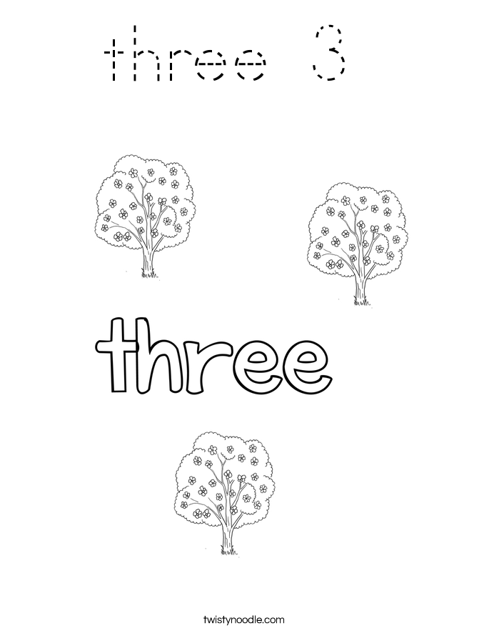 three 3  Coloring Page