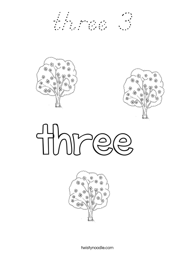 three 3  Coloring Page