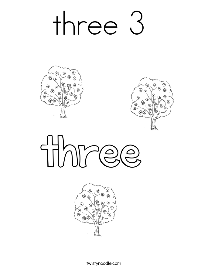 three 3  Coloring Page