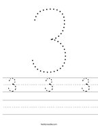 number 3 worksheets twisty noodle