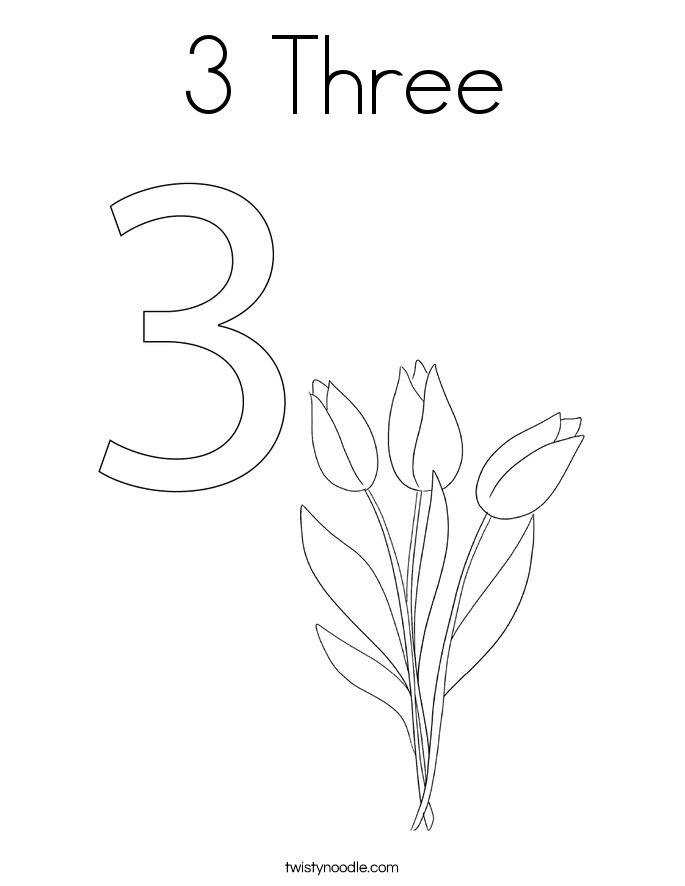 3 Three Coloring Page