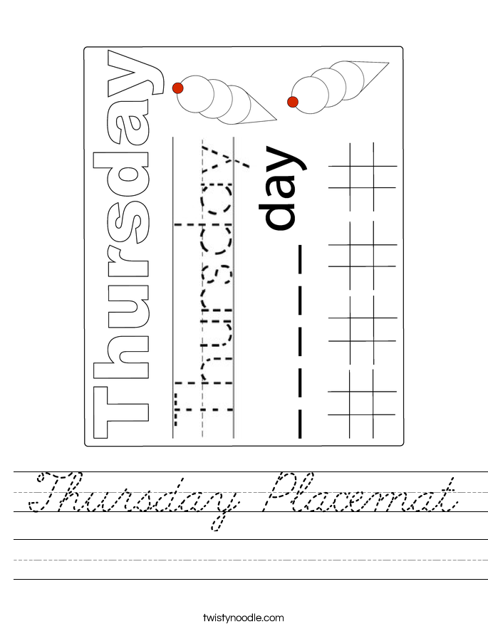 Thursday Placemat Worksheet