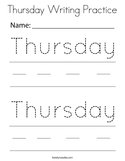 Thursday Writing Practice Coloring Page
