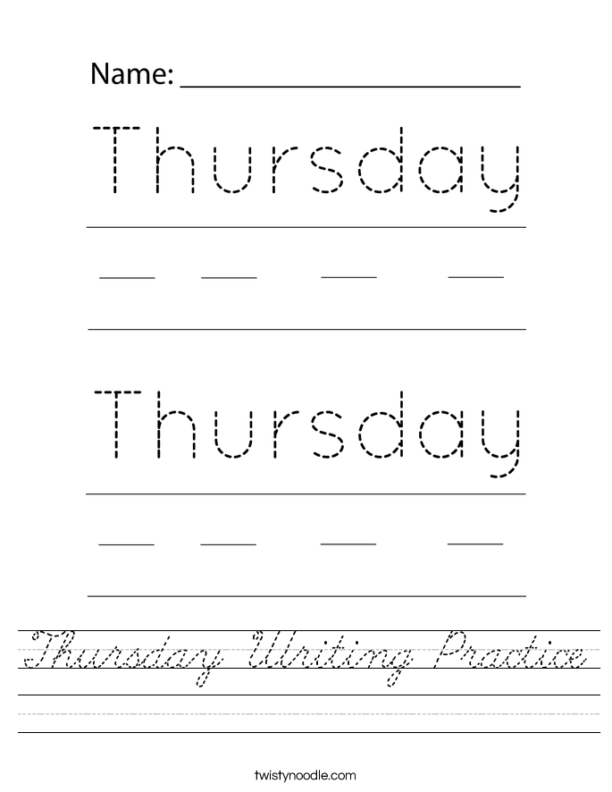 Thursday Writing Practice Worksheet