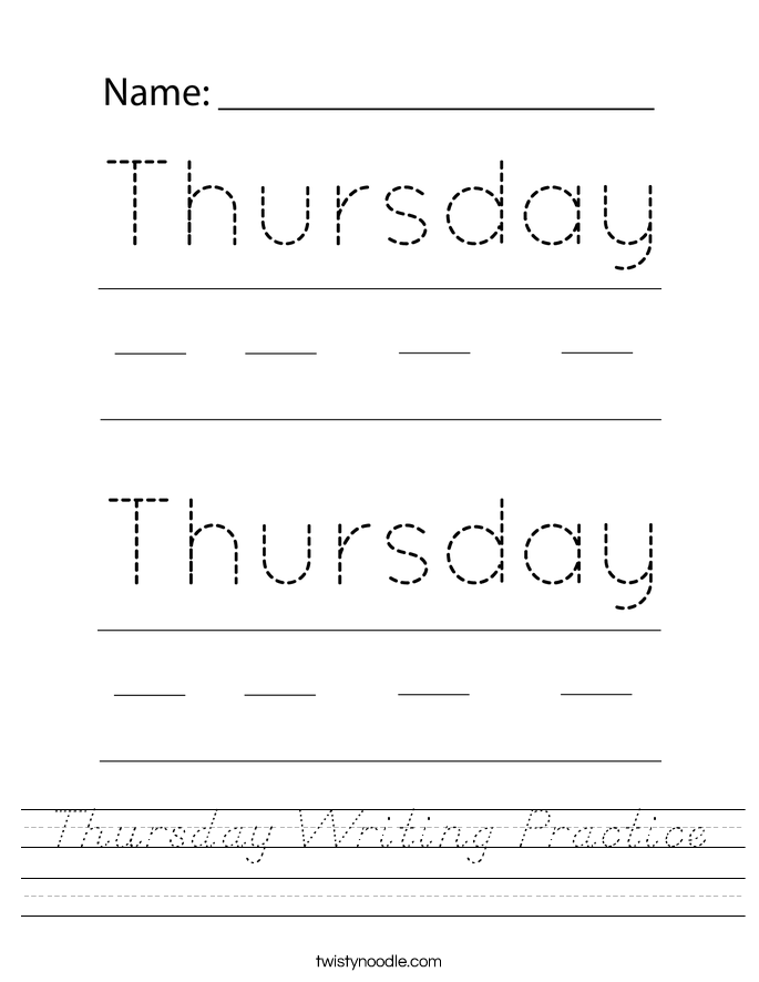 Thursday Writing Practice Worksheet