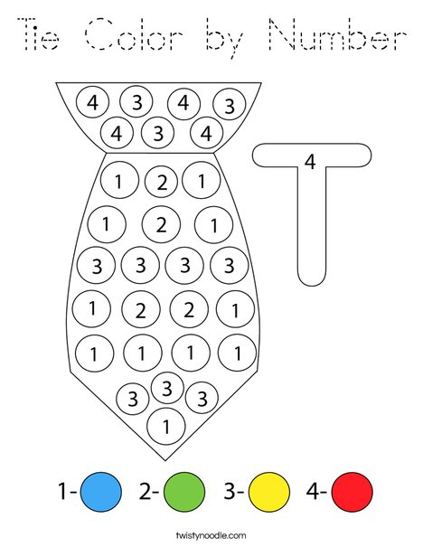 Tie Color by Number Coloring Page