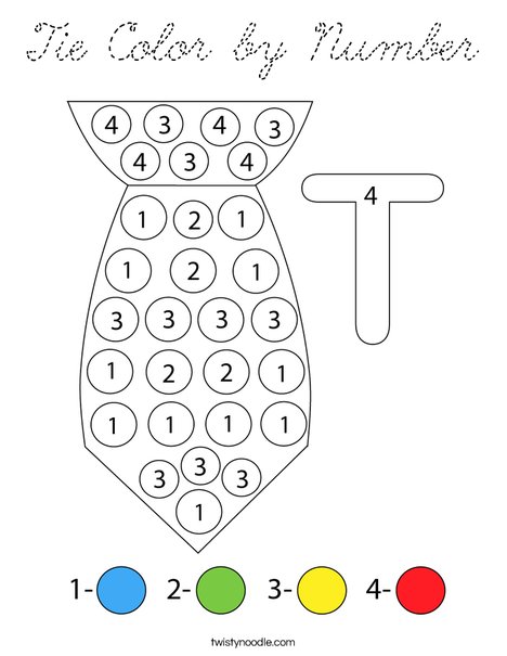 Tie Color by Number Coloring Page