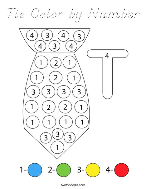 Tie Color by Number Coloring Page