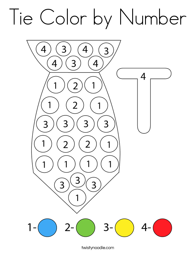 Tie Color by Number Coloring Page