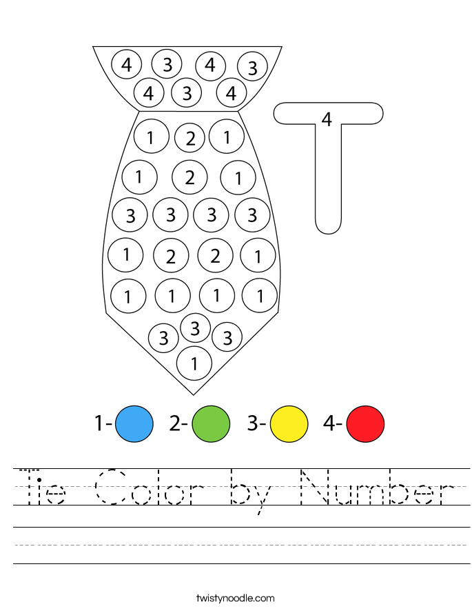 Tie Color by Number Worksheet