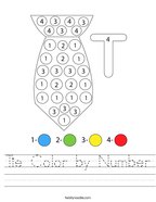 Tie Color by Number Handwriting Sheet
