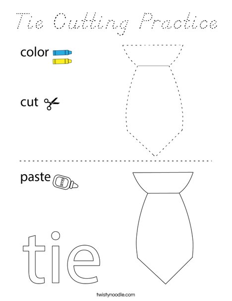 Tie Cutting Practice Coloring Page