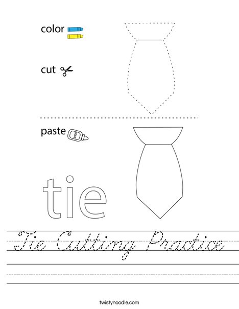 Tie Cutting Practice Worksheet