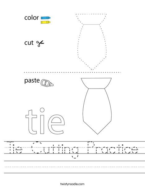 Tie Cutting Practice Worksheet