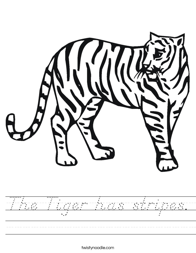 The Tiger has stripes. Worksheet