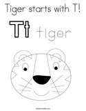 Tiger starts with T Coloring Page