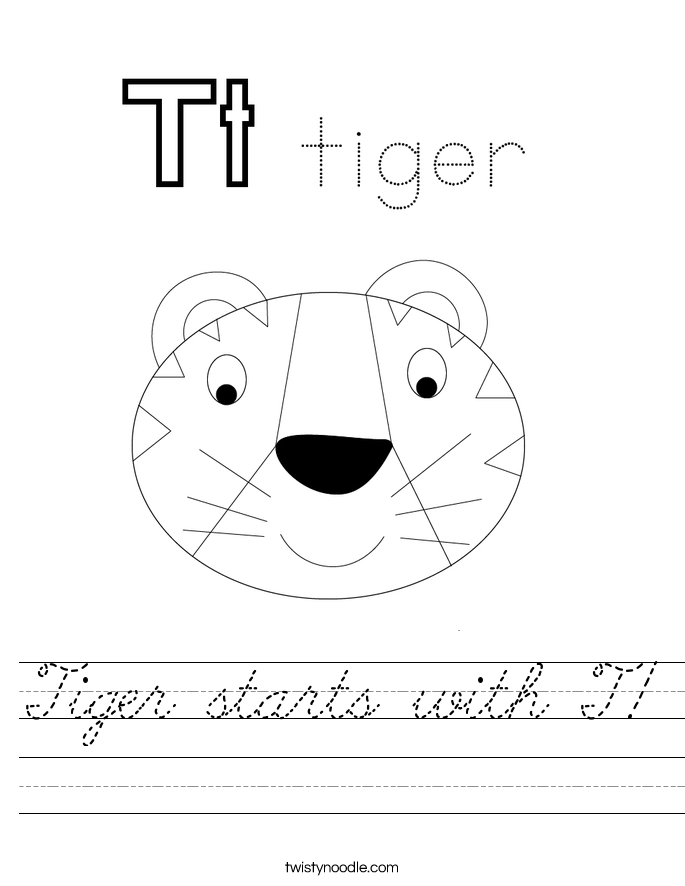 Tiger starts with T! Worksheet