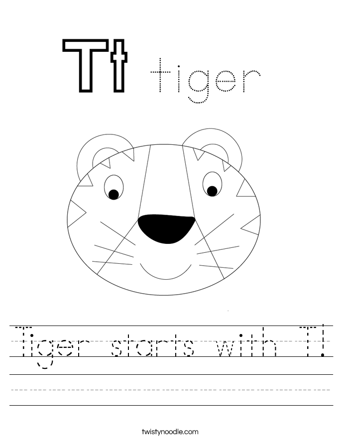 Tiger starts with T! Worksheet