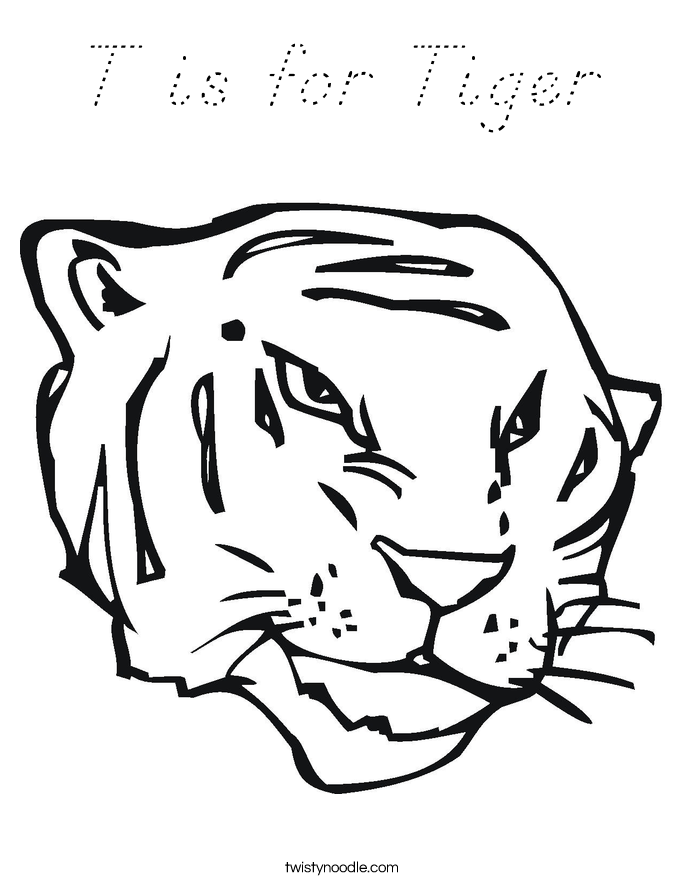T is for Tiger Coloring Page