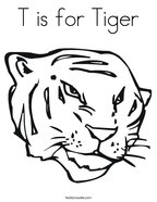 T is for Tiger Coloring Page