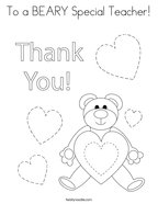 To a BEARY Special Teacher Coloring Page