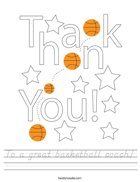 To a great basketball Coach! Worksheet