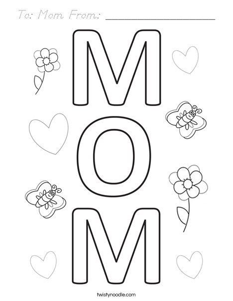 To: Mom From:_________ Coloring Page