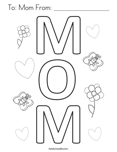 To: Mom From: _________________ Coloring Page - Twisty Noodle