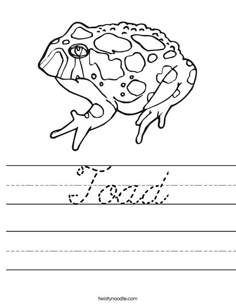 Toad with Spots Worksheet