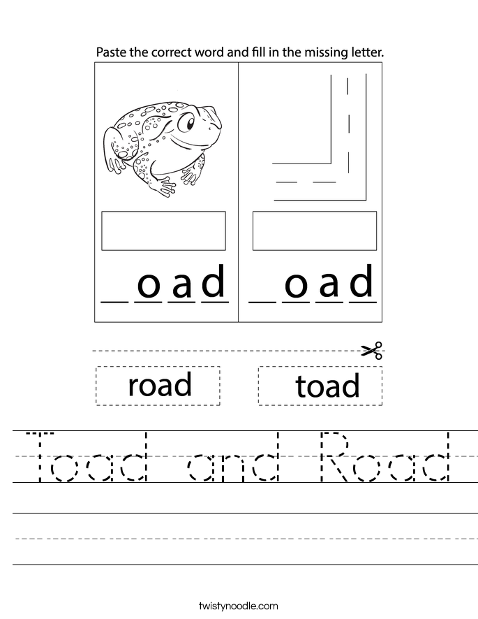 Toad and Road Worksheet