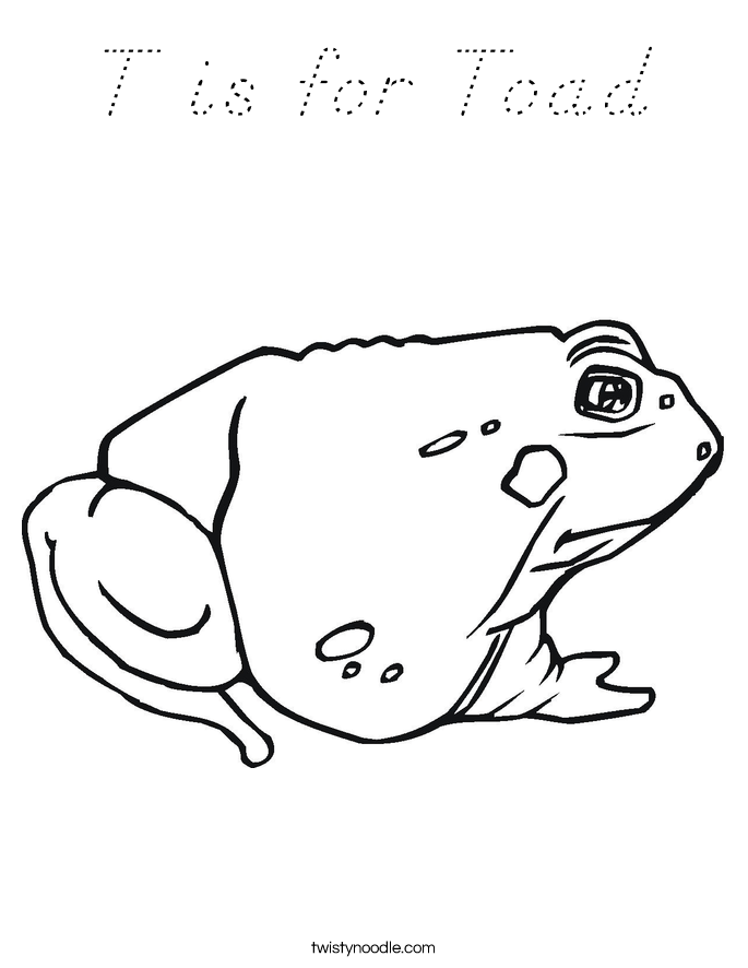 T is for Toad Coloring Page