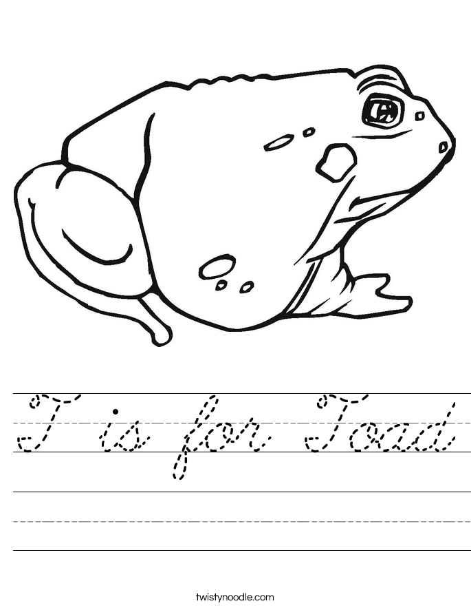 T is for Toad Worksheet