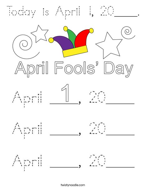 Today is April 1, 2020. Coloring Page
