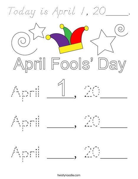 Today is April 1, 2020. Coloring Page