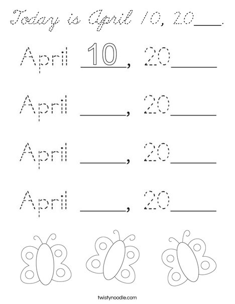 Today is April 10, 2020. Coloring Page