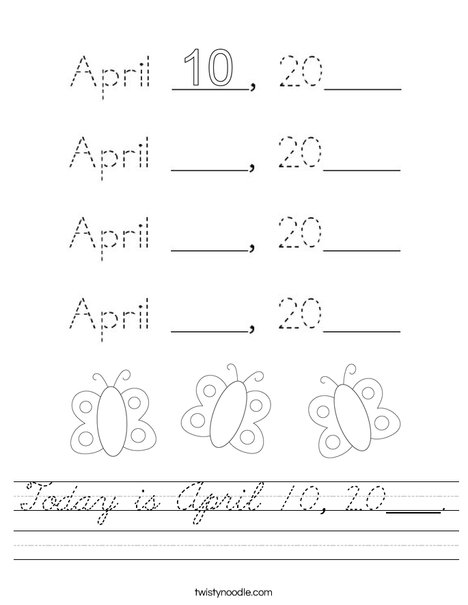 Today is April 10, 2020. Worksheet