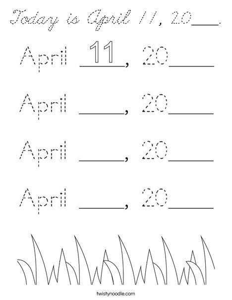 Today is April 11, 2020. Coloring Page