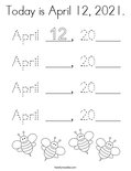 Today is April 12, 2021. Coloring Page