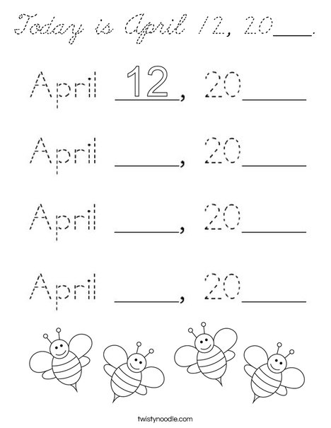 Today is April 12, 2020. Coloring Page