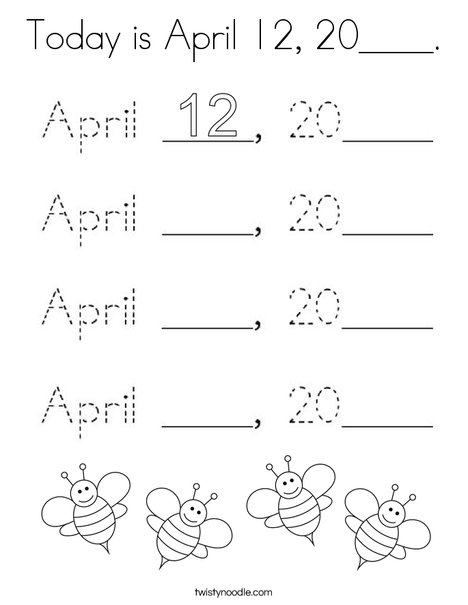 Today is April 12, 2020. Coloring Page